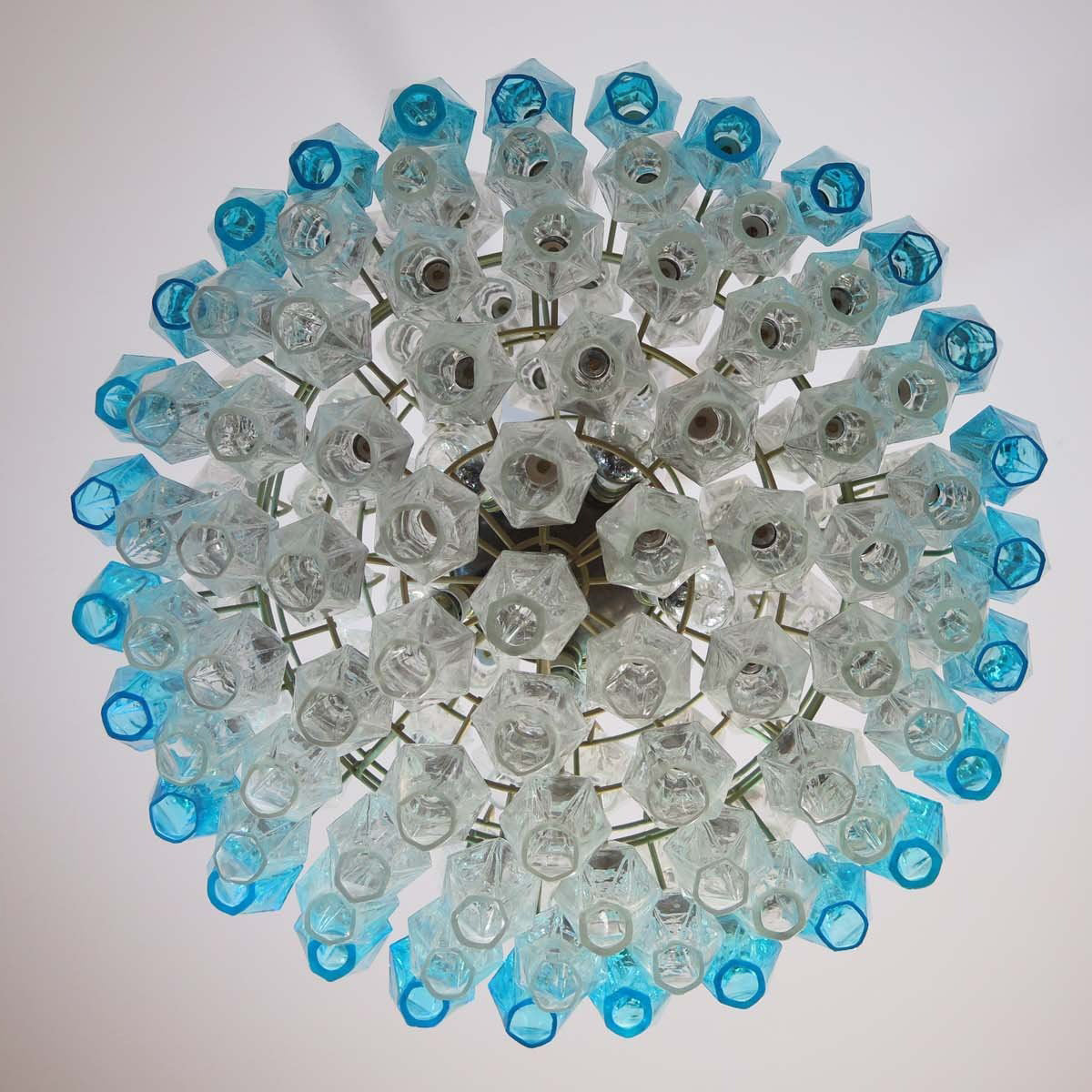 Verona Round Chandelier 24" - 140 Clear & Azure Glass