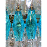 Verona Round Chandelier 24" - 140 Clear & Azure Glass
