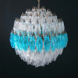 Verona Round Chandelier 24" - 140 Clear & Azure Glass