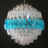 Verona Round Chandelier 24" - 140 Clear & Azure Glass