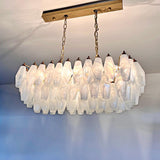 Verona White Alabaster Glass Rectangular Chandelier  30" – 84 glass