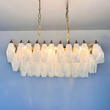 Verona White Alabaster Glass Rectangular Chandelier  30" – 84 glass