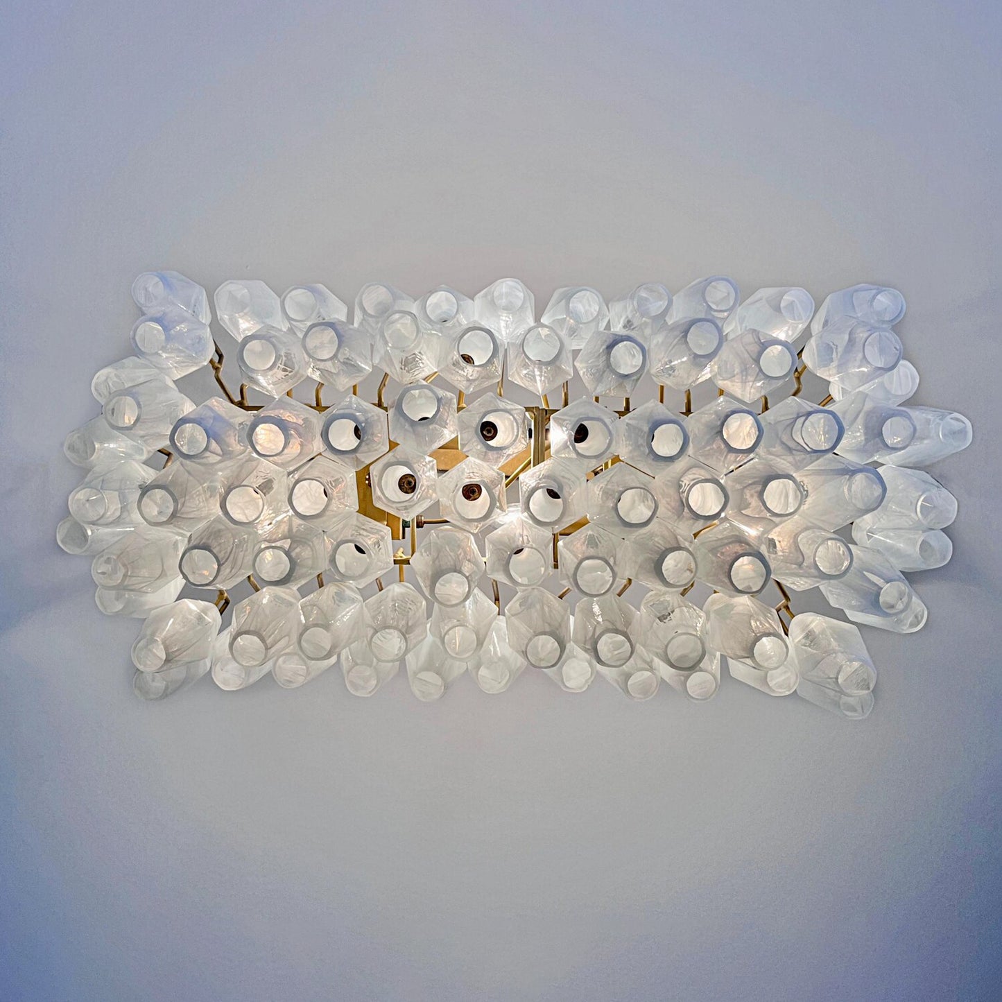 Verona White Alabaster Glass Rectangular Chandelier  30" – 84 glass