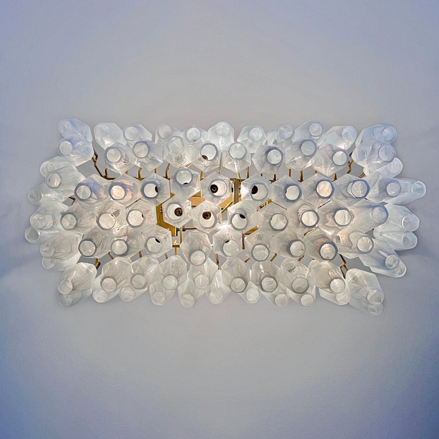 Verona White Alabaster Glass Rectangular Chandelier  30" – 84 glass