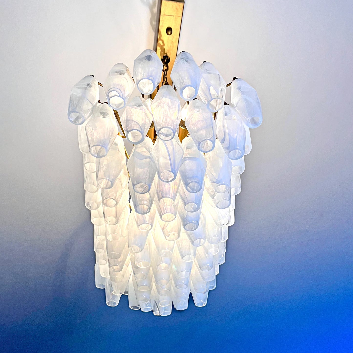 Verona White Alabaster Glass Rectangular Chandelier  30" – 84 glass