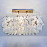 Verona White Alabaster Glass Rectangular Chandelier  30" – 84 glass