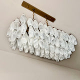 Verona White Alabaster Glass Rectangular Chandelier  30" – 84 glass