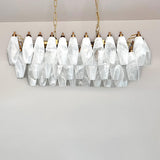 Verona White Alabaster Glass Rectangular Chandelier  30" – 84 glass