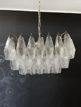 Poliedri Murano-Style Rectangular Transparent Chandelier L22"