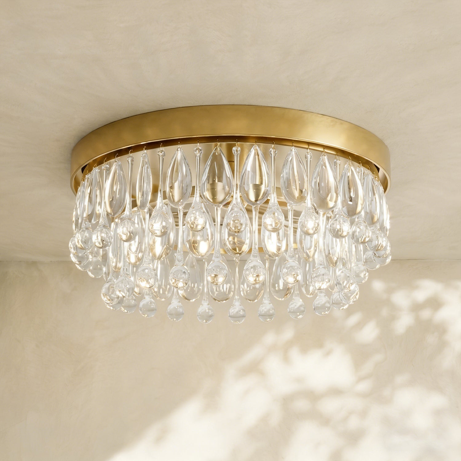 Handmade Art Crystal Glass Calira Modern Flush Mount