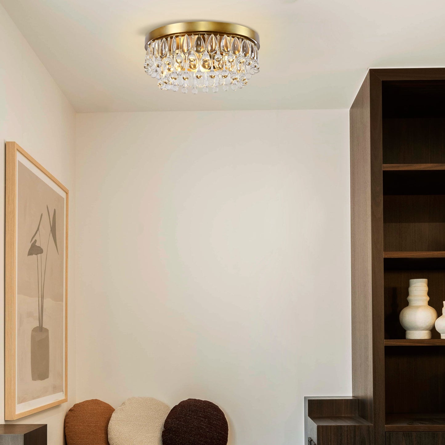 Handmade Art Crystal Glass Calira Modern Flush Mount