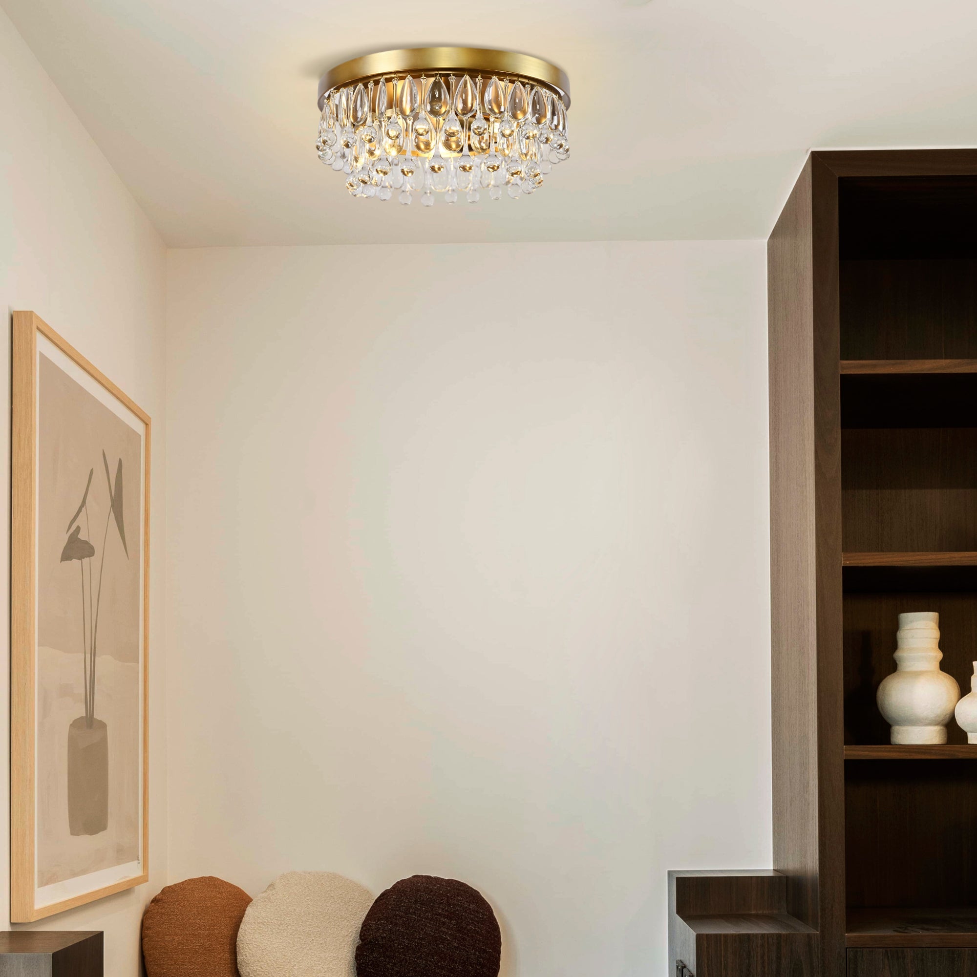 Handmade Art Crystal Glass Calira Modern Flush Mount