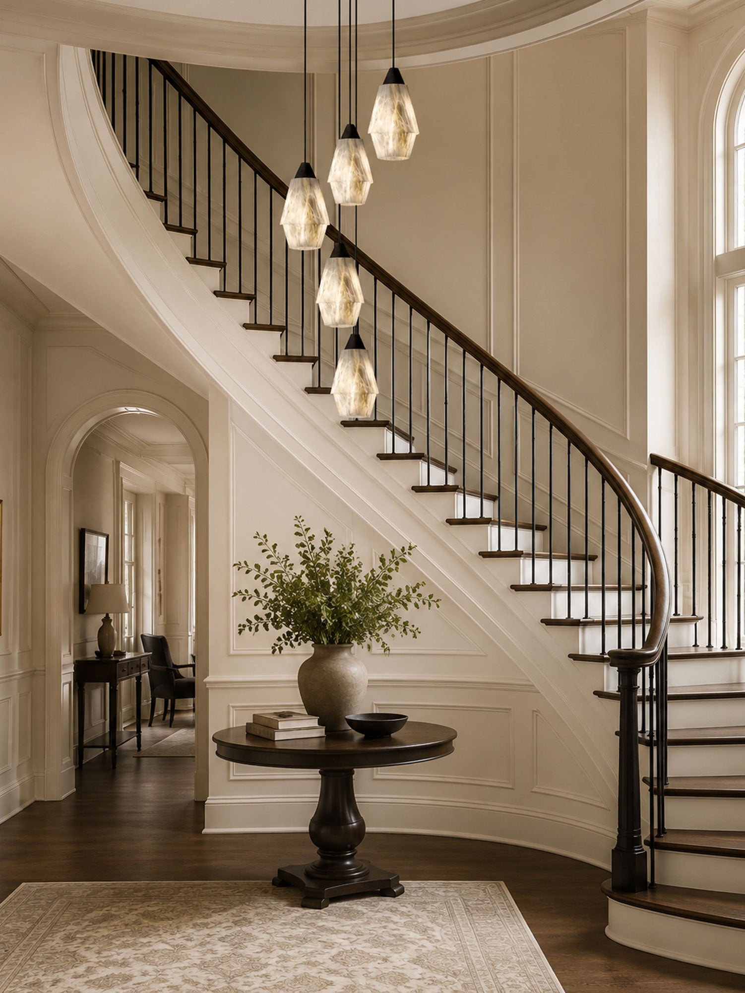 Faceted Alabaster Cluster Chandelier