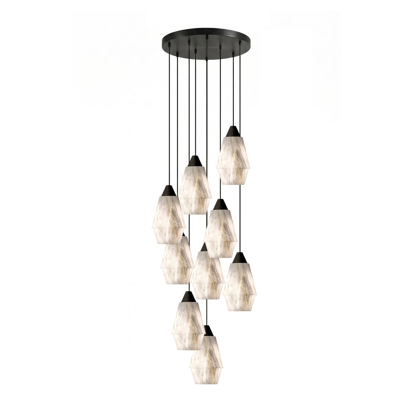 Faceted Alabaster Cluster Chandelier