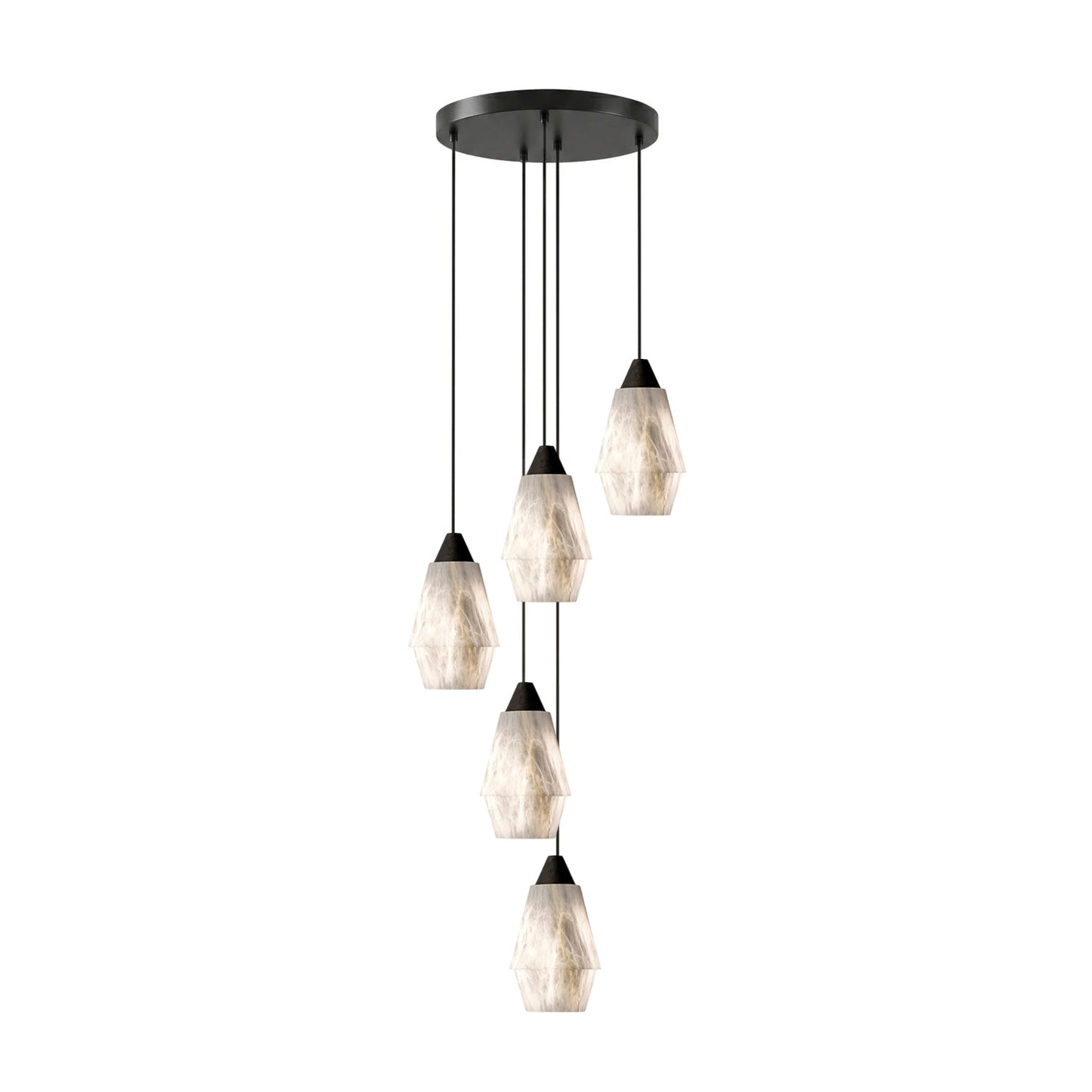Faceted Alabaster Cluster Chandelier