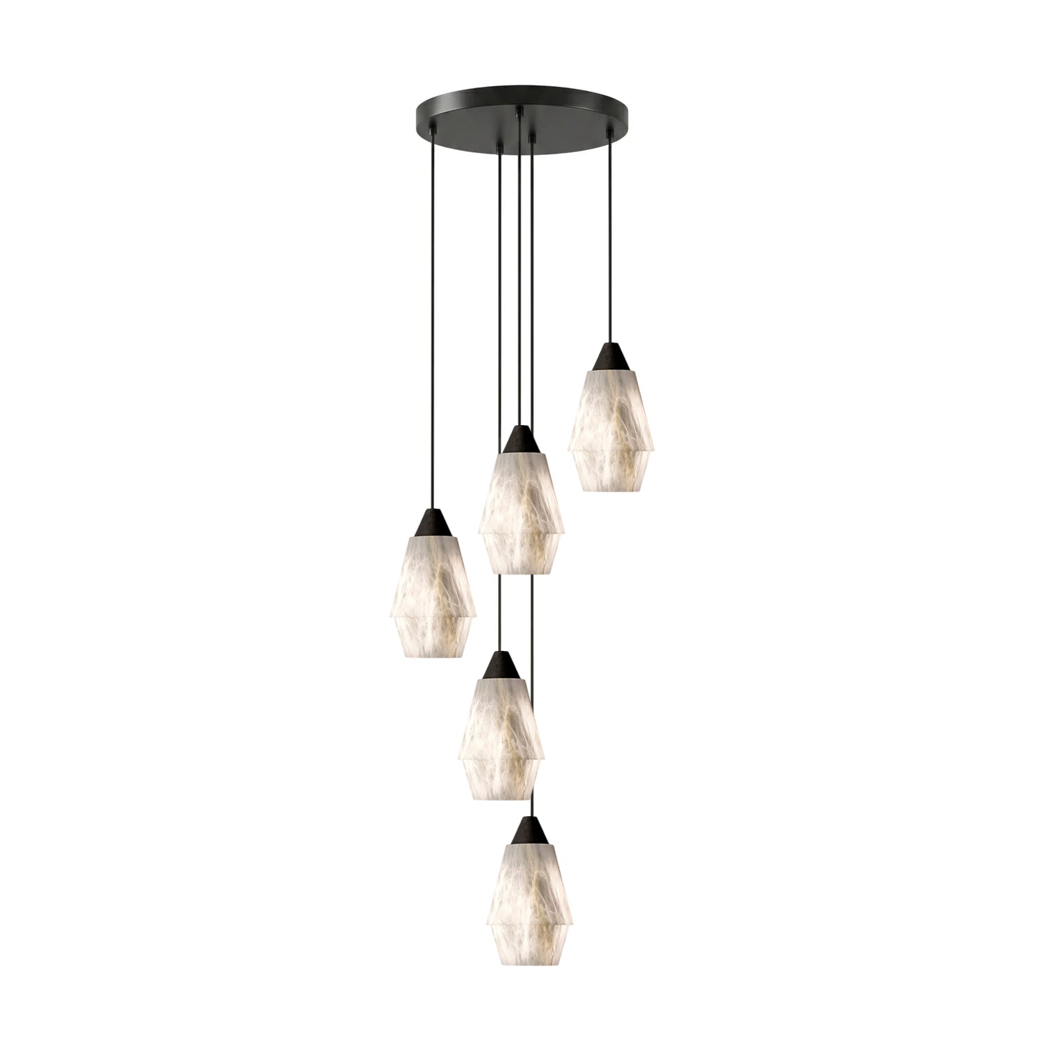Faceted Alabaster Cluster Chandelier