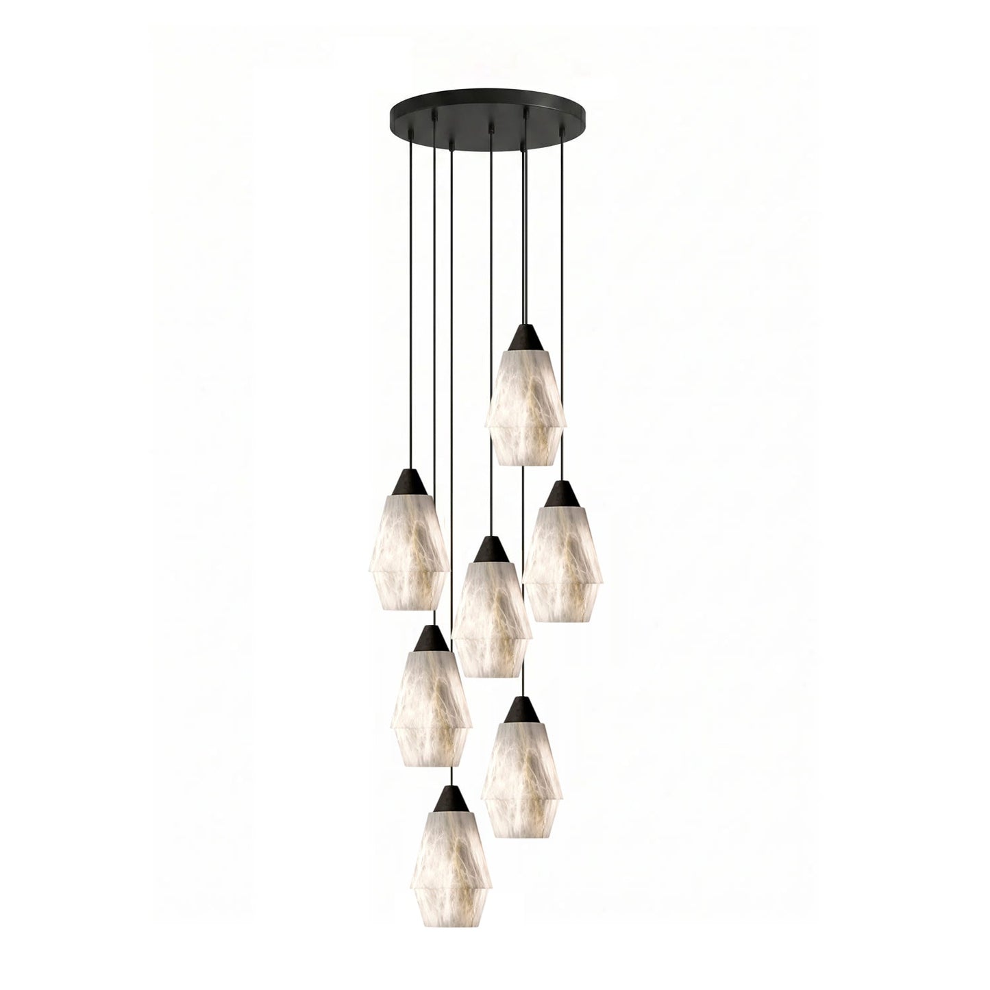 Faceted Alabaster Cluster Chandelier