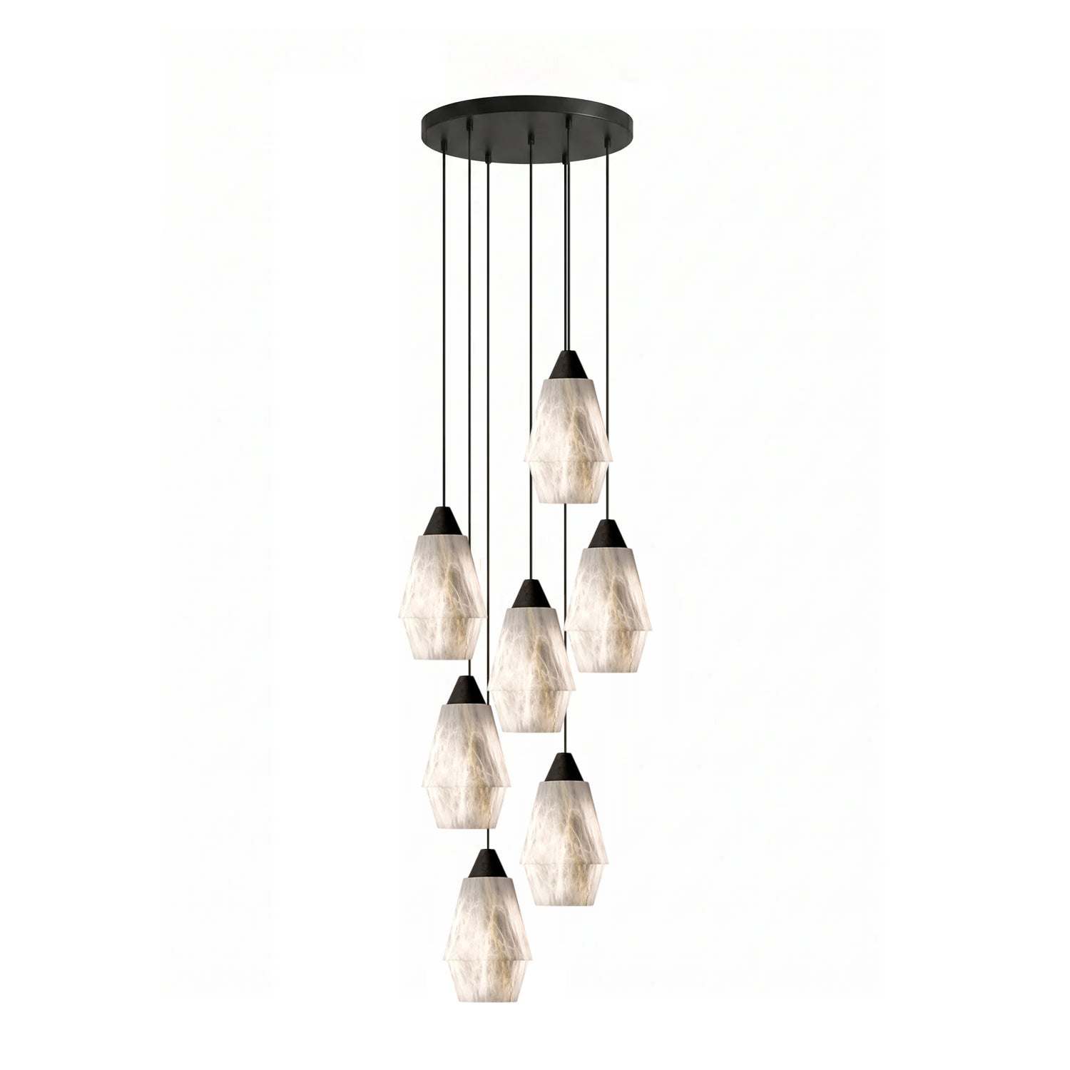 Faceted Alabaster Cluster Chandelier