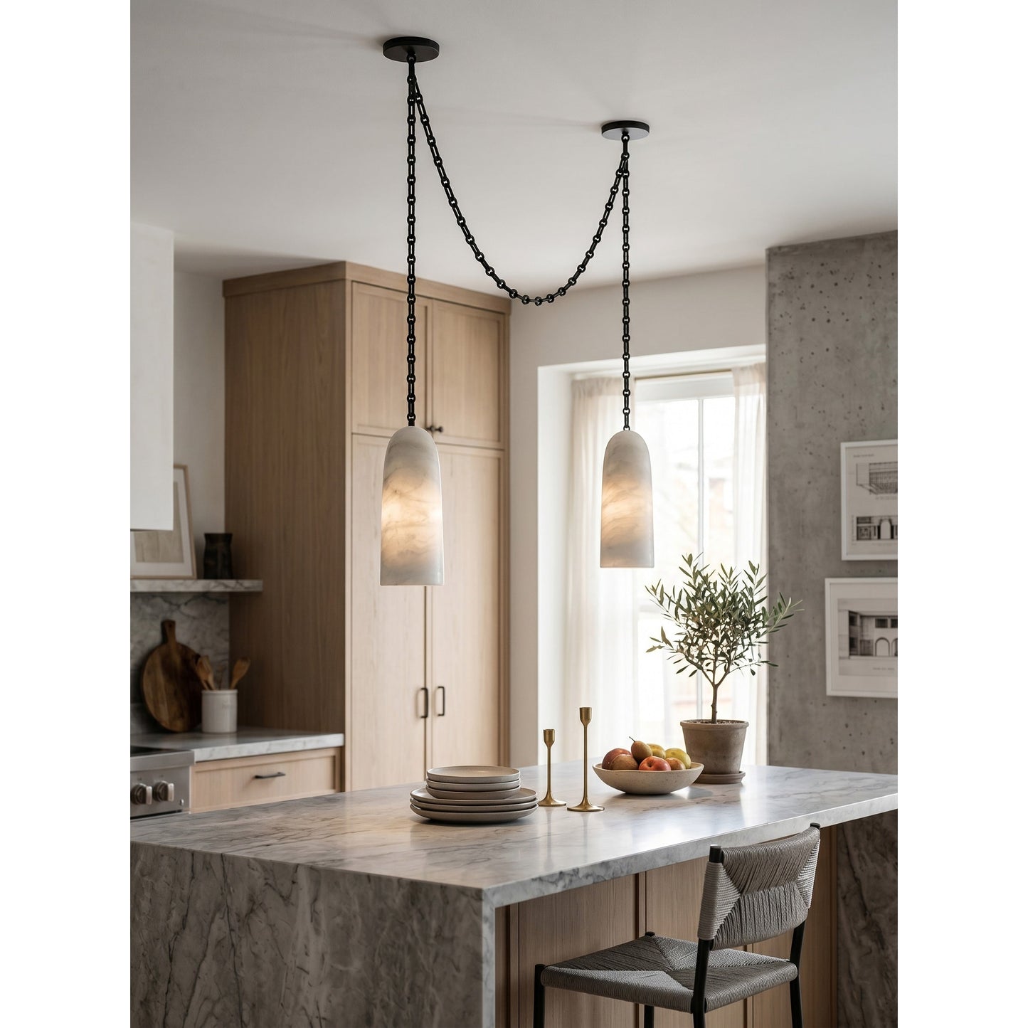 Figure Spanish Chain Alabaster Chandelier
