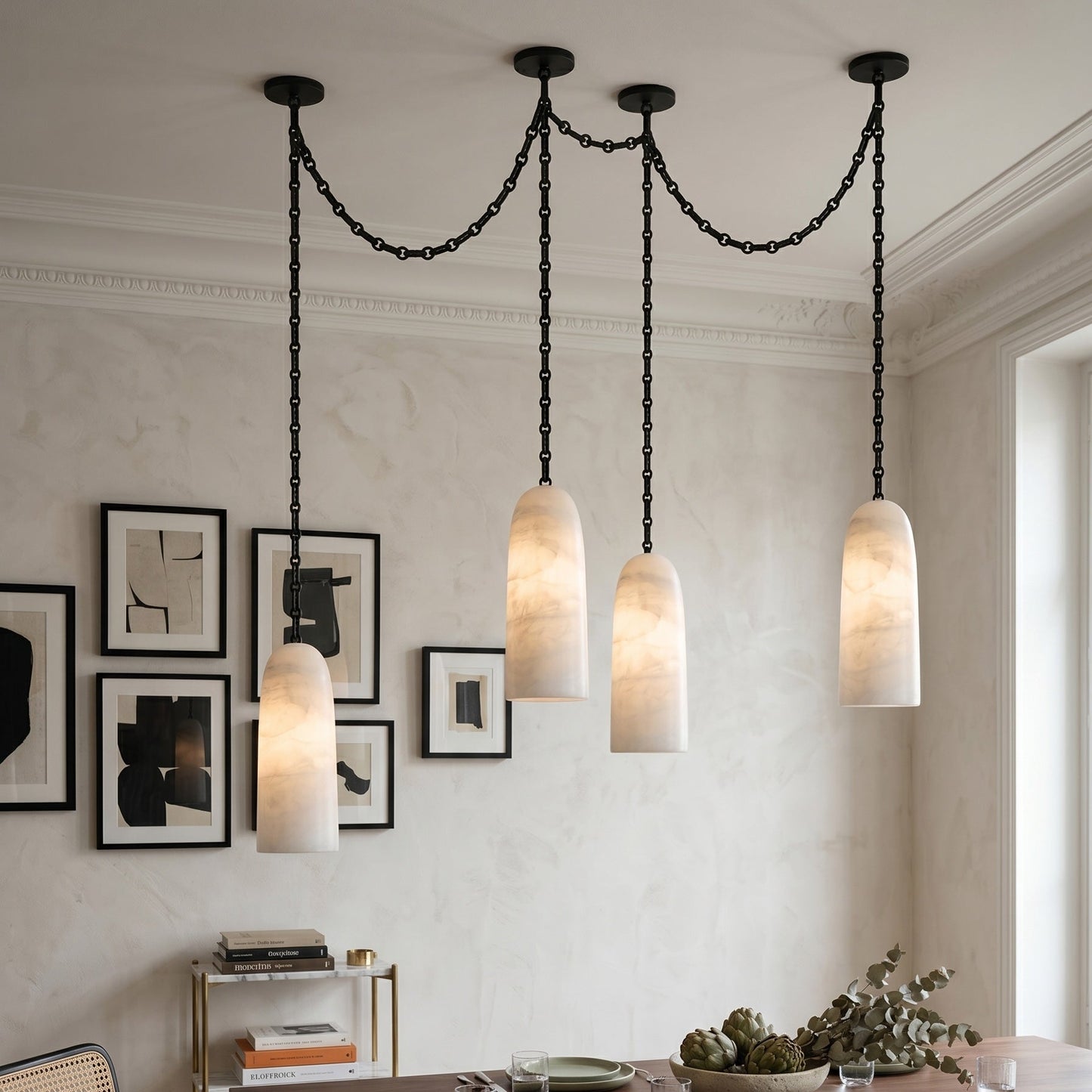 Figure Spanish Chain Alabaster Chandelier