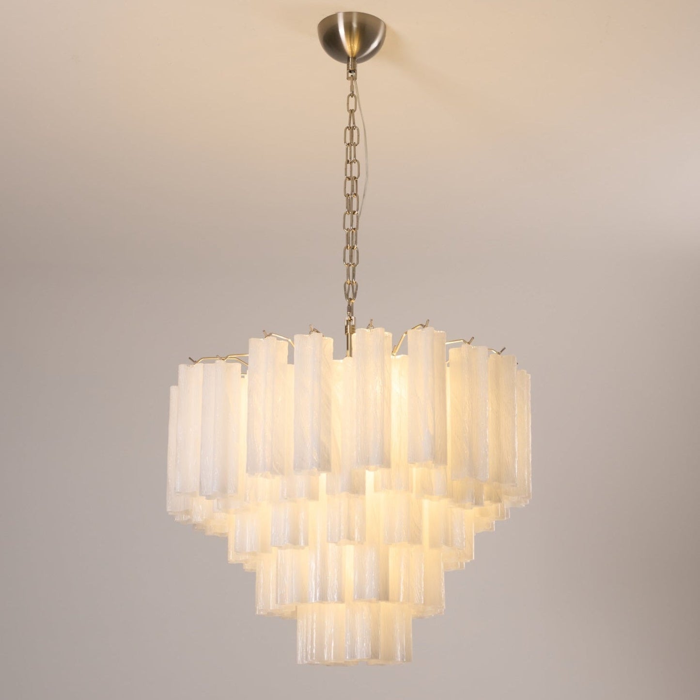 Verona White Glass Round Cascade Chandelier 28"