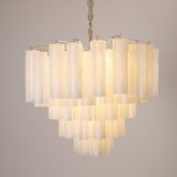Verona White Glass Round Cascade Chandelier 28"