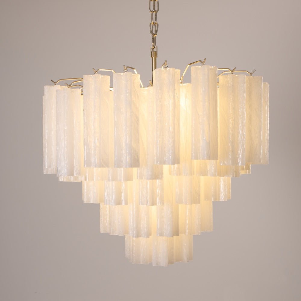 Verona White Glass Round Cascade Chandelier 28"