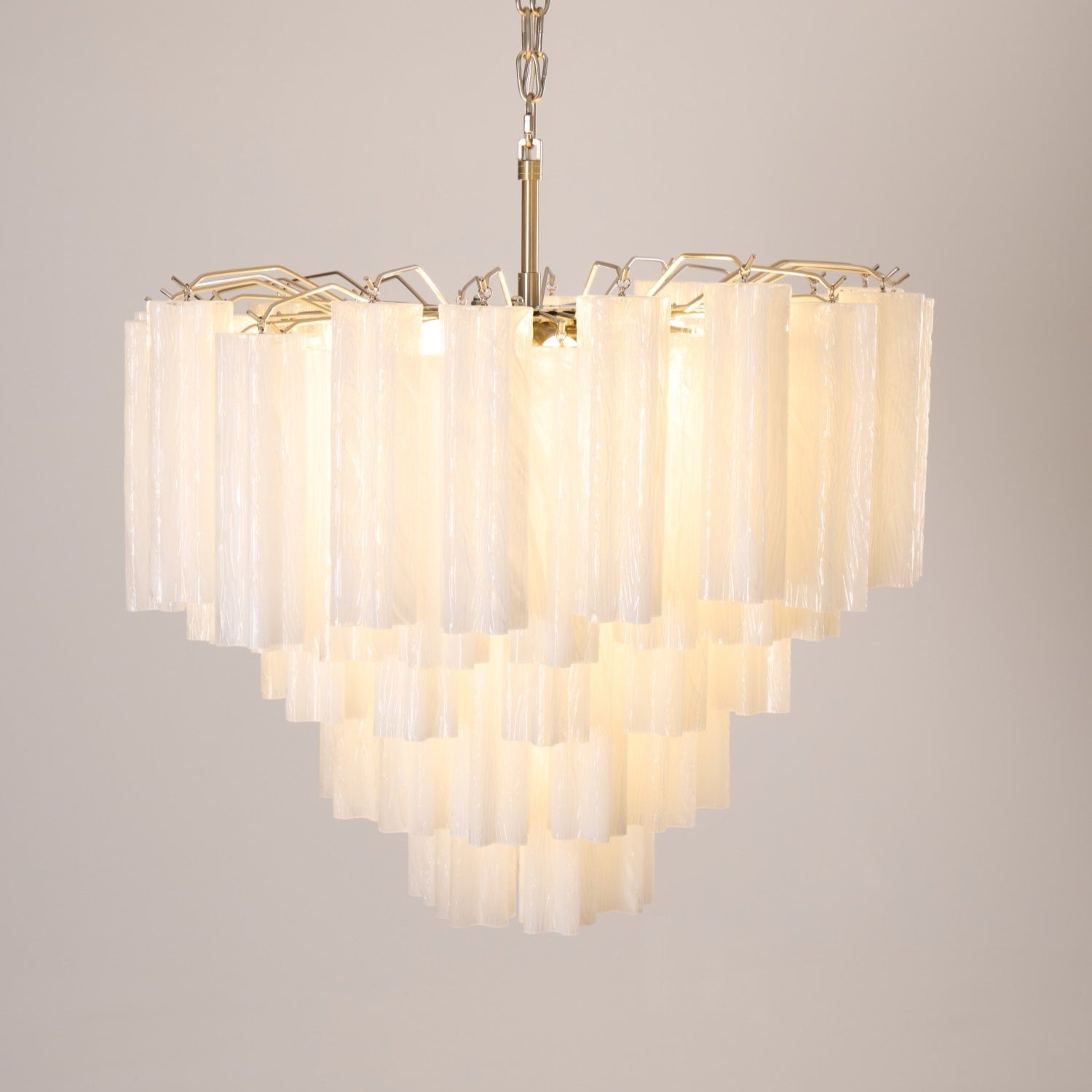Verona White Glass Round Cascade Chandelier 28"