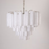 Verona White Glass Round Cascade Chandelier 28"