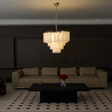 Verona White Glass Round Cascade Chandelier 28"