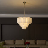 Verona White Glass Round Cascade Chandelier 28"