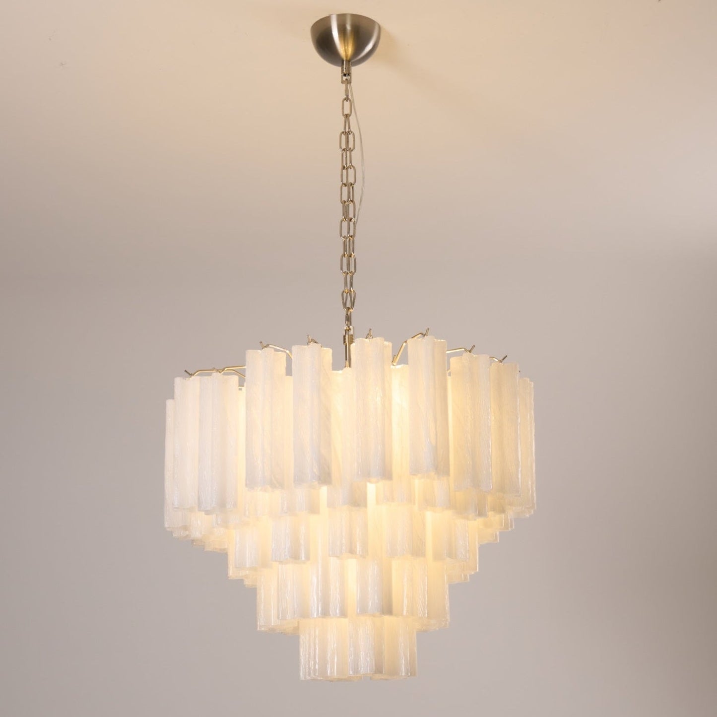 Verona White Glass Round Cascade Chandelier 28"