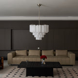 Verona White Glass Round Cascade Chandelier 28"