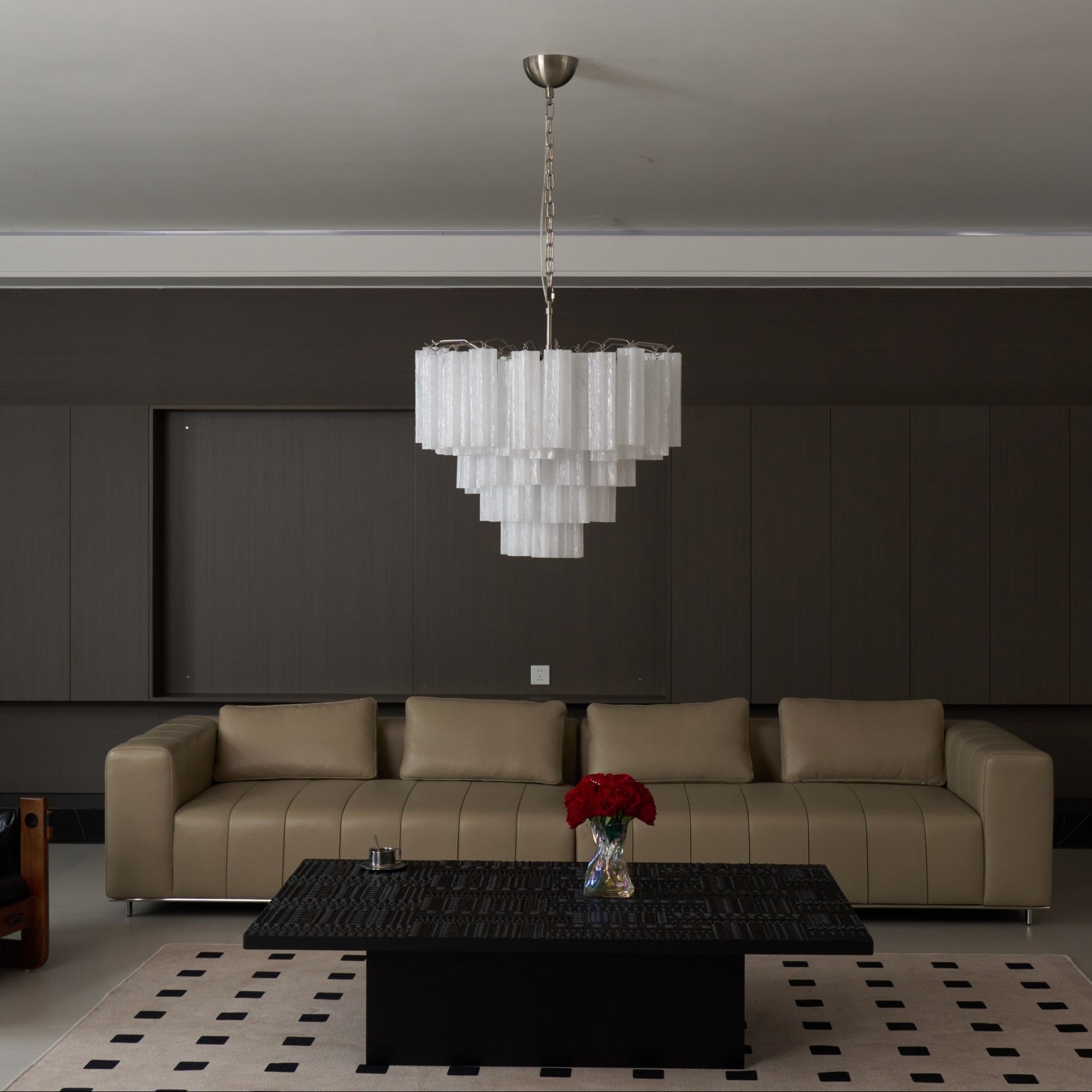 Verona White Glass Round Cascade Chandelier 28"