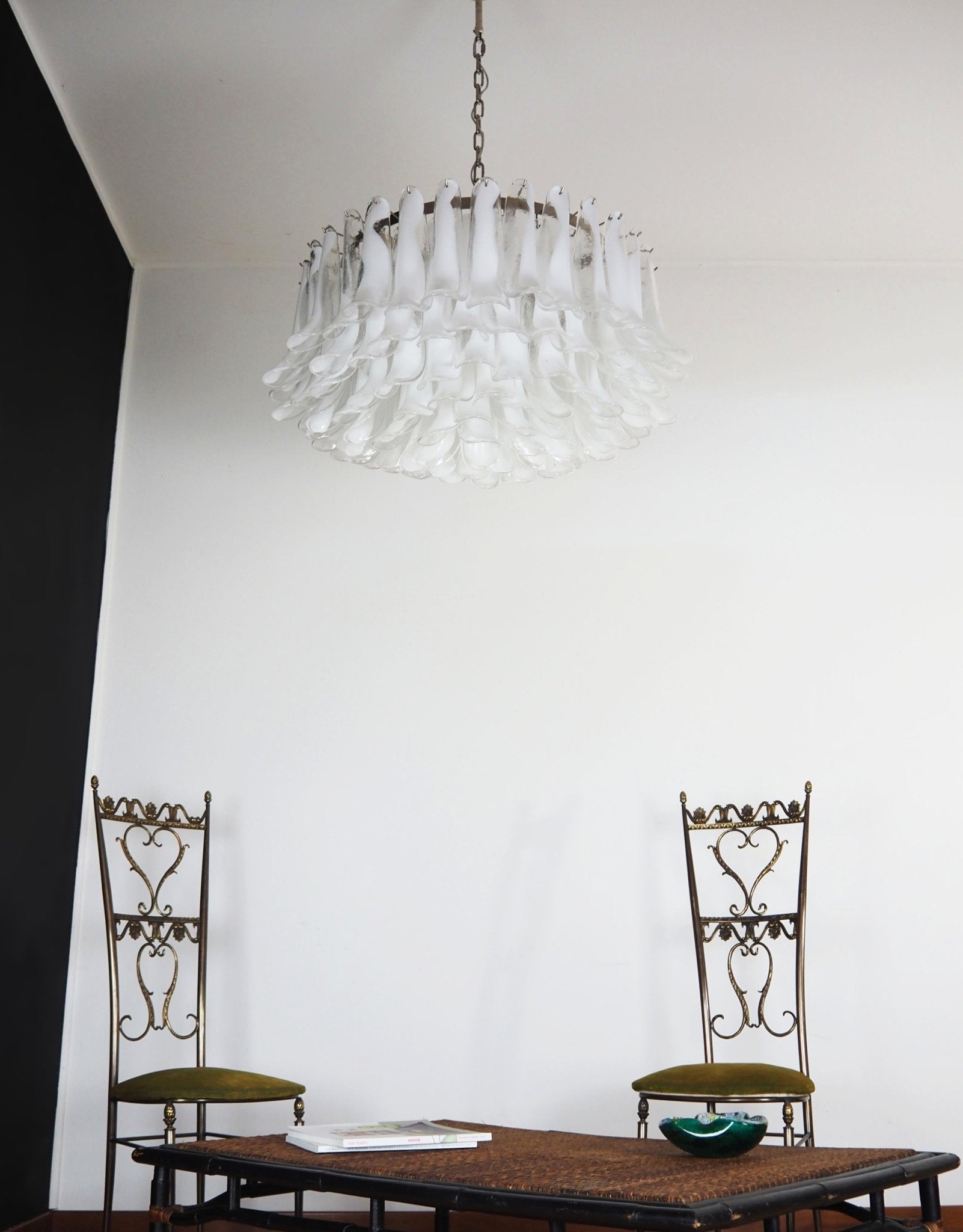 Petals White Glass Chandelier 30.7″
