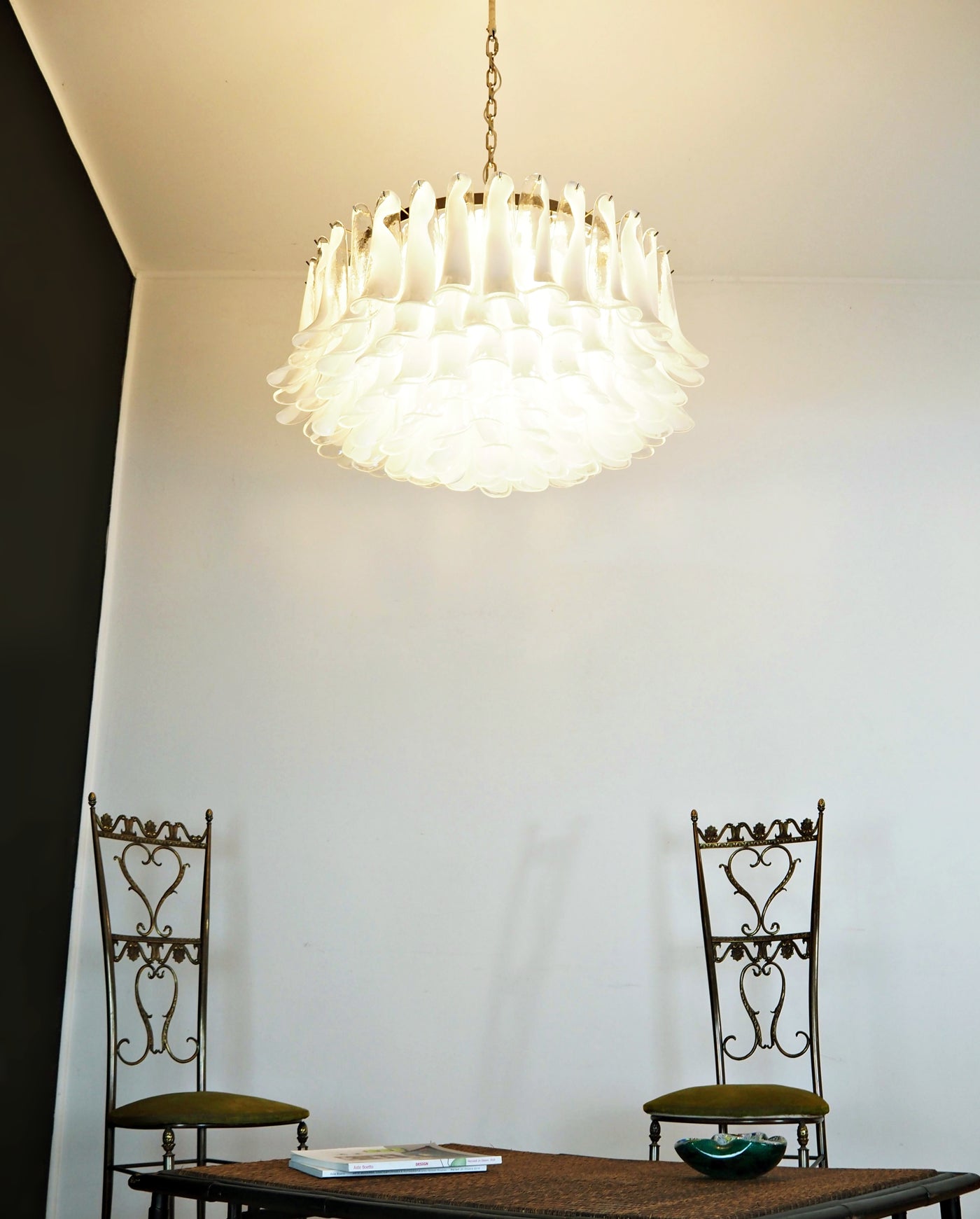 Petals White Glass Chandelier 30.7″