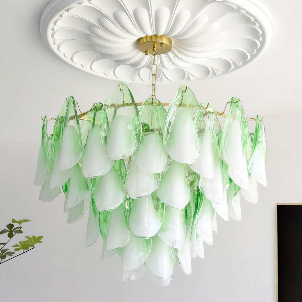 Murano-Style Petal Glass Chandelier for Living Room