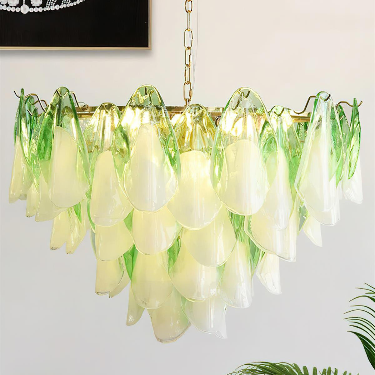 Murano-Style Petal Glass Chandelier for Living Room