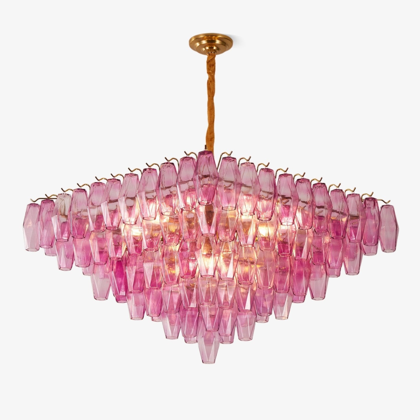 Marcello Fuchsia Square 3-Tier Chandelier 39"SQ