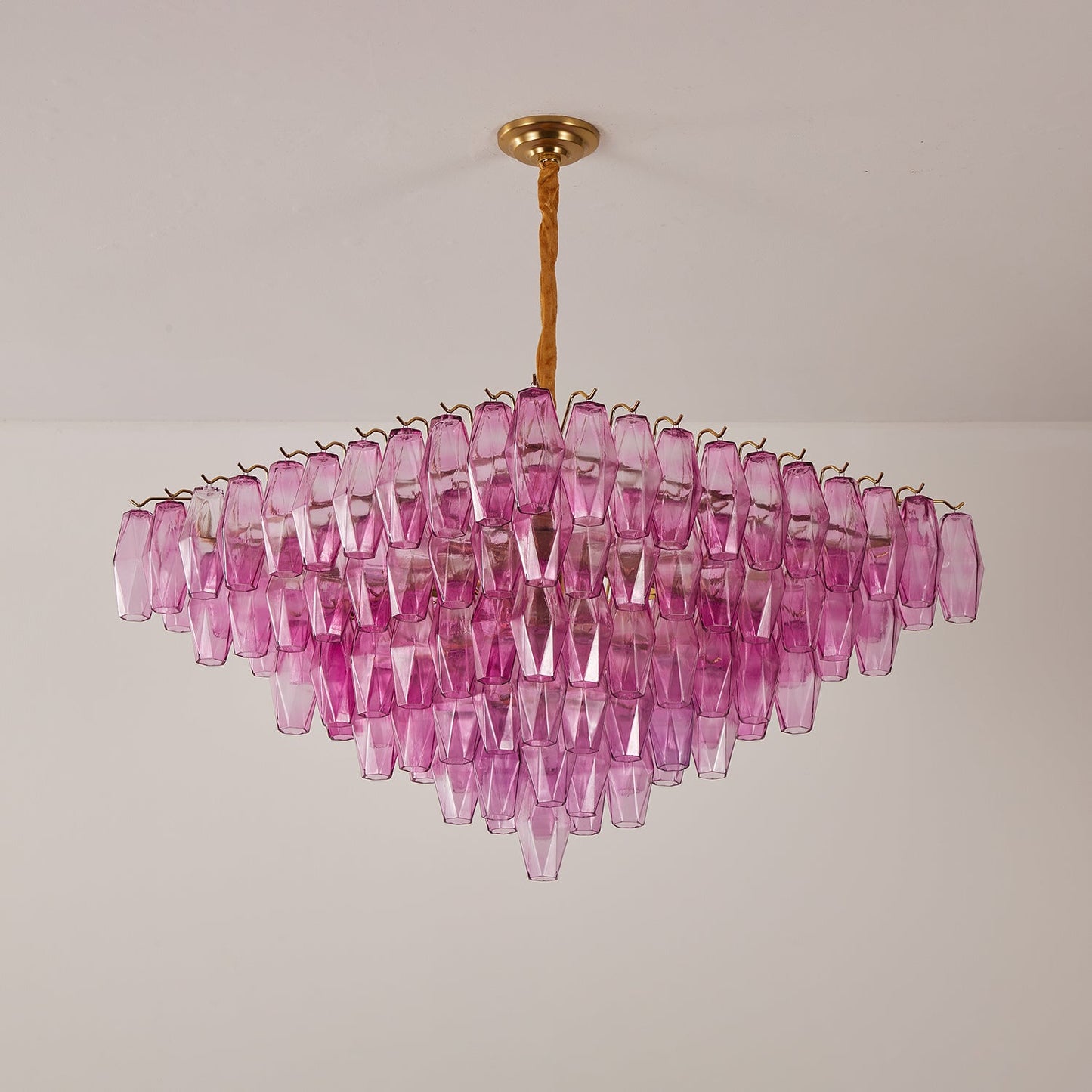 Marcello Fuchsia Square 3-Tier Chandelier 39"SQ