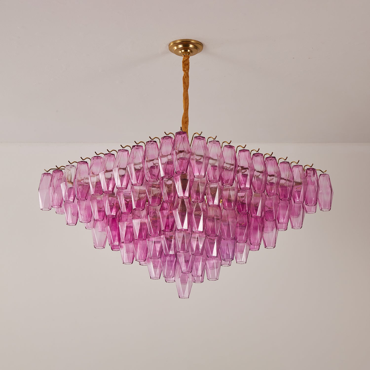 Marcello Fuchsia Square 3-Tier Chandelier 39"SQ