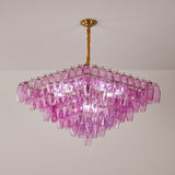 Marcello Fuchsia Square 3-Tier Chandelier 39"SQ