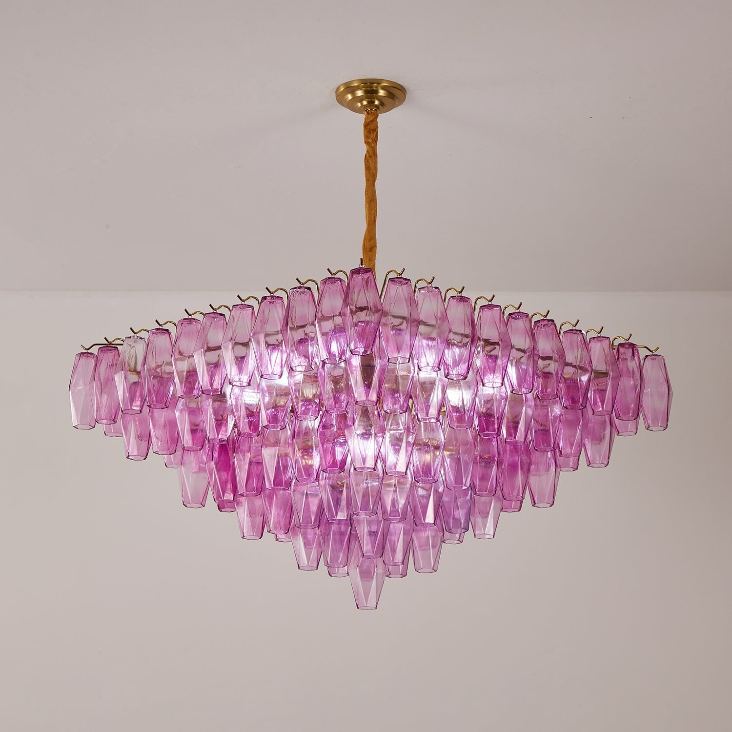 Marcello Fuchsia Square 3-Tier Chandelier 39"SQ