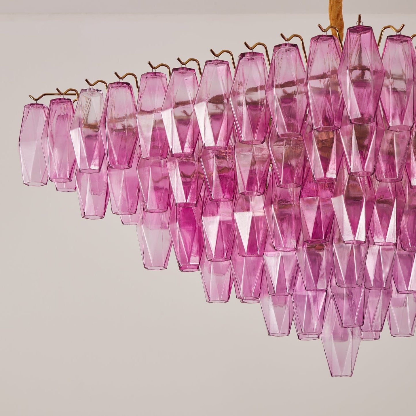 Marcello Fuchsia Square 3-Tier Chandelier 39"SQ