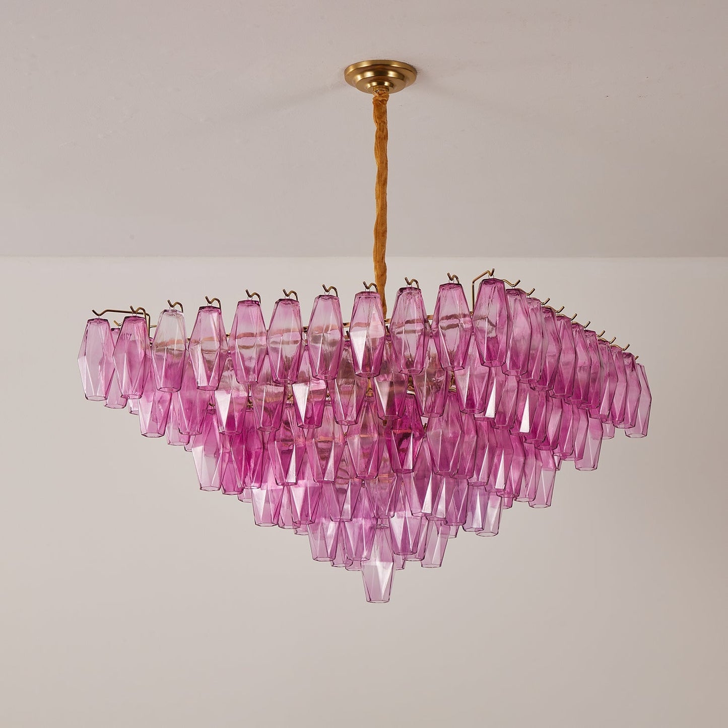 Marcello Fuchsia Square 3-Tier Chandelier 39"SQ