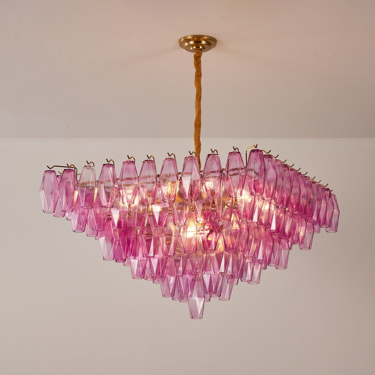 Marcello Fuchsia Square 3-Tier Chandelier 39"SQ
