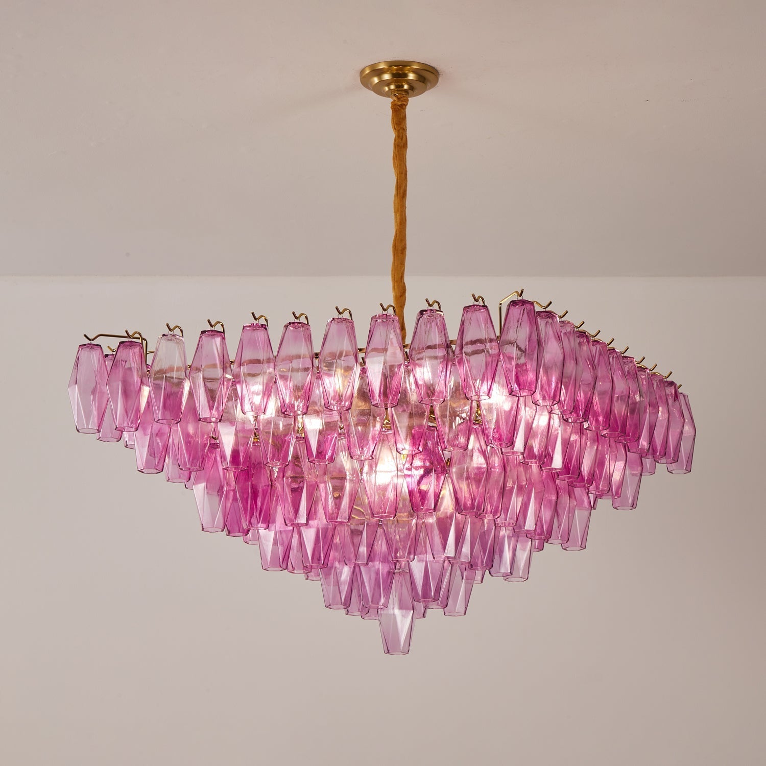 Marcello Fuchsia Square 3-Tier Chandelier 39"SQ