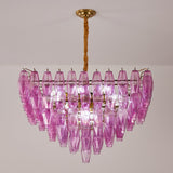 Marcello Fuchsia Square 3-Tier Chandelier 39"SQ
