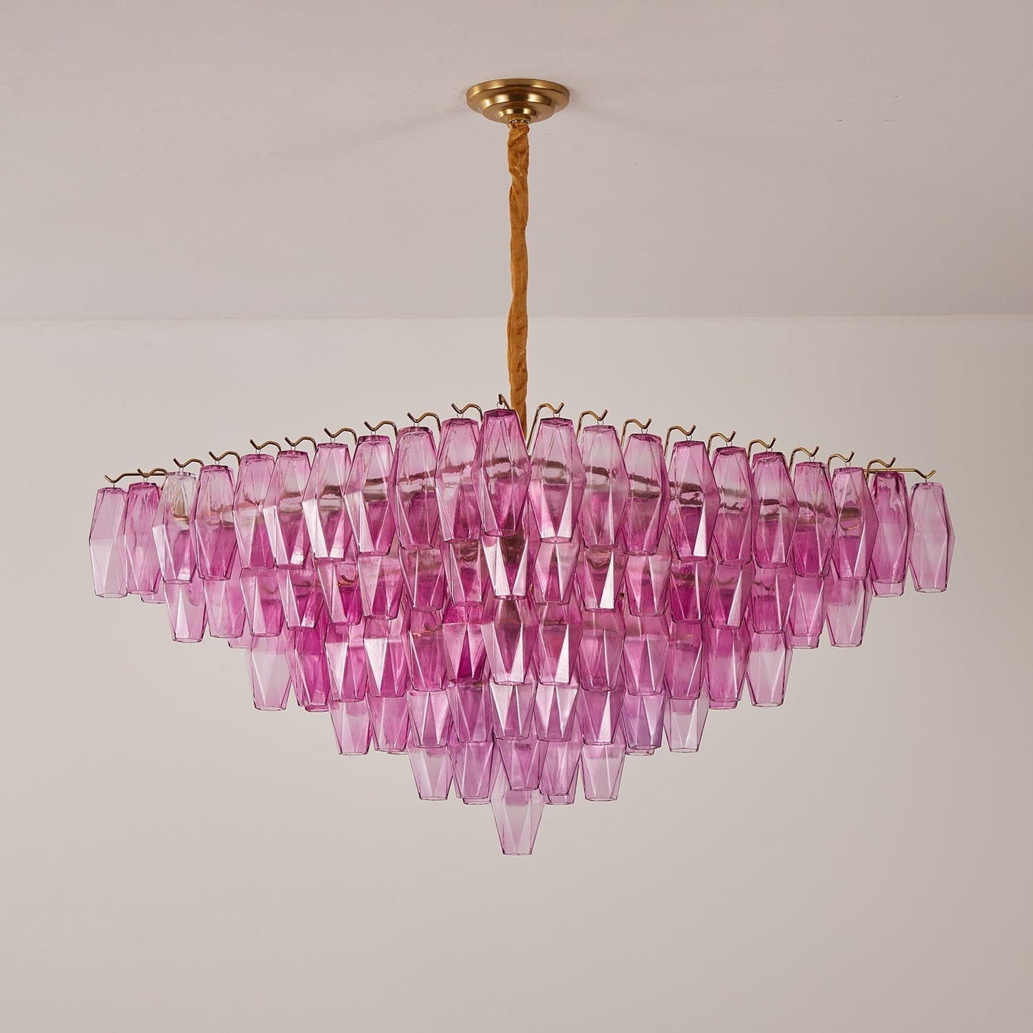 Marcello Fuchsia Square 3-Tier Chandelier 39"SQ