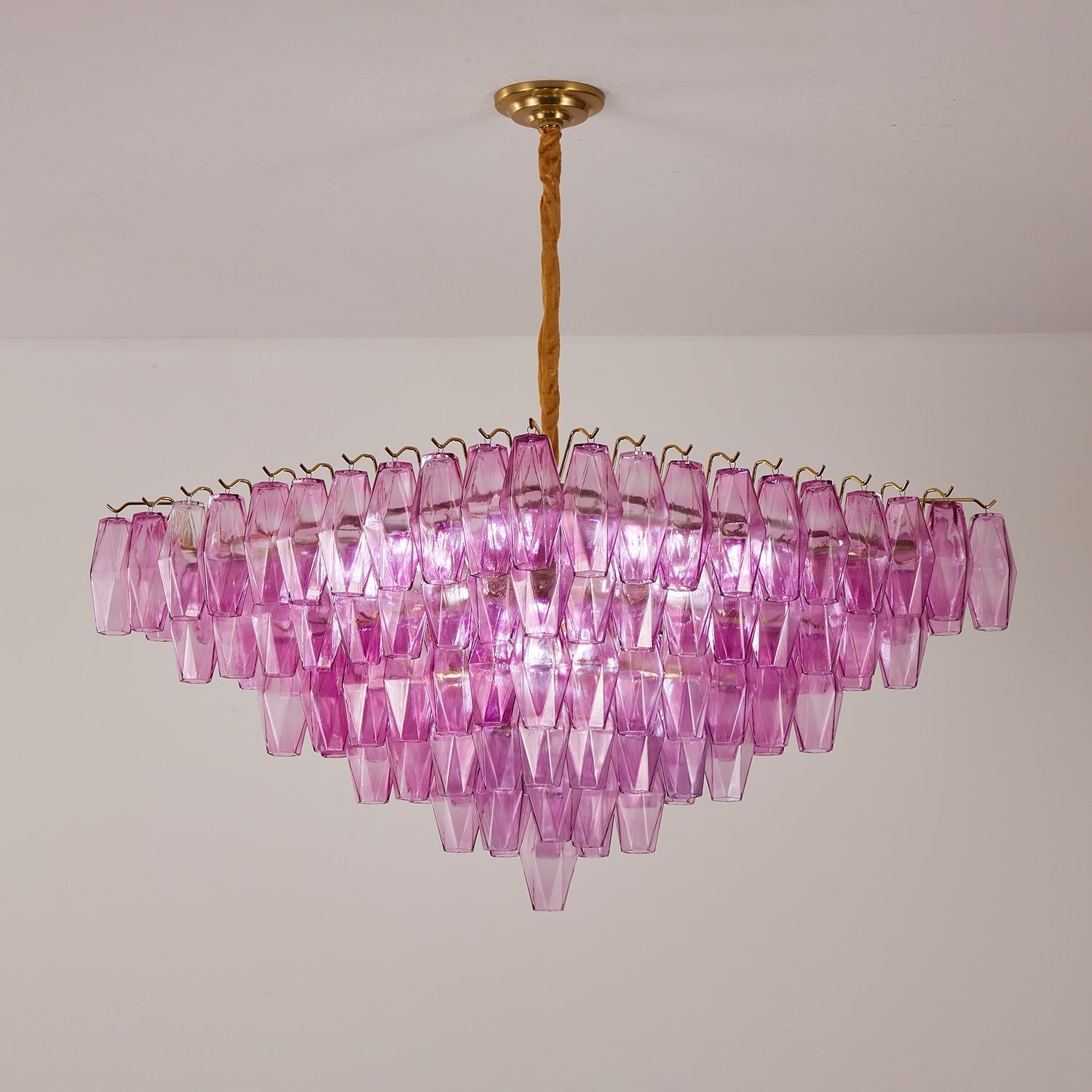 Marcello Fuchsia Square 3-Tier Chandelier 39"SQ